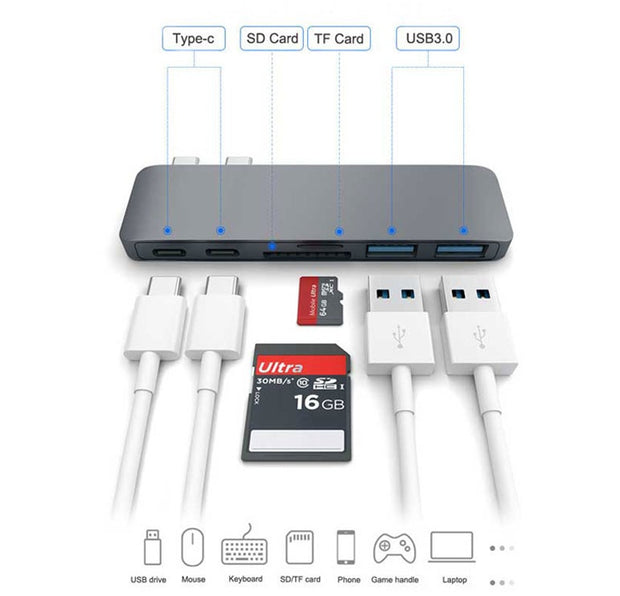 Hub USB-C SD/TF + Power Delivery – Compact &amp; Ultra Pratique