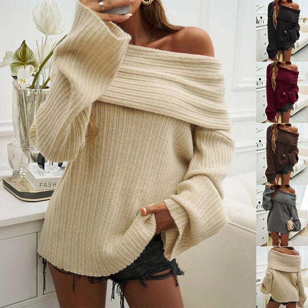 Pull Tricoté à Épaules Dénudées – Chic Décontracté &amp; Confort Douillet