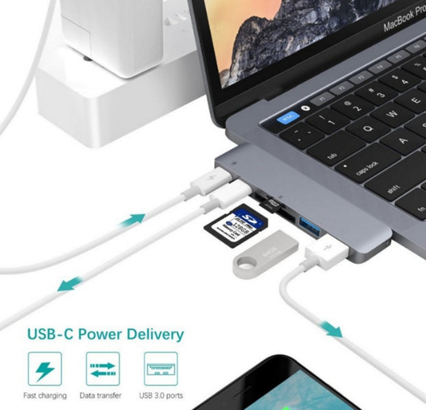 Hub USB-C SD/TF + Power Delivery – Compact &amp; Ultra Pratique