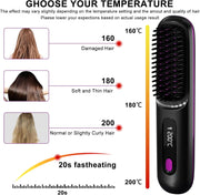 Fer À Lisser Sans Fil - Brosse À Air Chaud avec Technologie Ion Négatif pour des Cheveux Lisses et Soyeux en un Instant - Rechargeable par USB et Design Anti-Brûlure