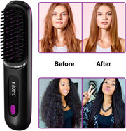 Fer À Lisser Sans Fil - Brosse À Air Chaud avec Technologie Ion Négatif pour des Cheveux Lisses et Soyeux en un Instant - Rechargeable par USB et Design Anti-Brûlure