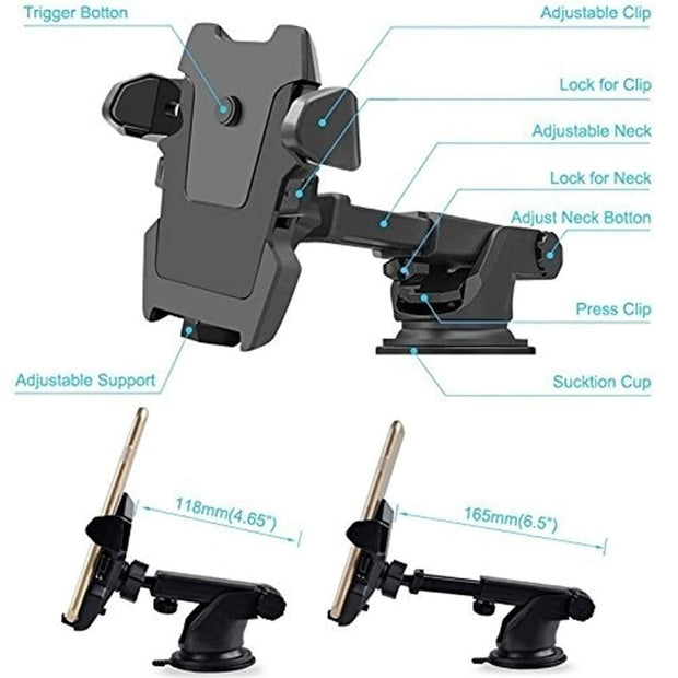 Support Téléphone Voiture à Ventouse – Stabilité &amp; Confort de Vue