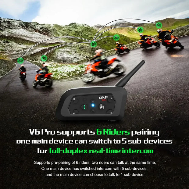 EJEAS V6 PRO+ - Intercom Bluetooth pour Motards